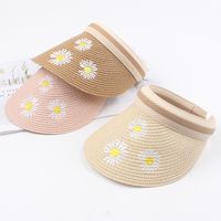 Women's Summer Hat Embroidery Headband Straw Hat Parent-child Children's Wild Holiday Hat Leisure Empty Top Hat Wholesale Nihaojewelry main image 1