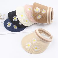 Women's Summer Hat Embroidery Headband Straw Hat Parent-child Children's Wild Holiday Hat Leisure Empty Top Hat Wholesale Nihaojewelry main image 3