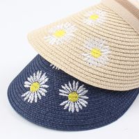 Women's Summer Hat Embroidery Headband Straw Hat Parent-child Children's Wild Holiday Hat Leisure Empty Top Hat Wholesale Nihaojewelry main image 4