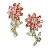 Korean New Fashion Wild Zircon Crystal Flower Earrings Wholesale sku image 1