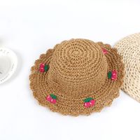 Beach Hat Flower Cherry Hat Summer Foldable Parent-child Sunscreen Korean Shade Wild Hat Nihaojewelry Wholesale sku image 1