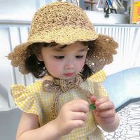 Baby Cap Summer Breathable Children Fisherman Hat Handmade Straw Hat Colorful Hat Straw Adult Sun Hat Tide Wholesale Nihaojewelry sku image 1