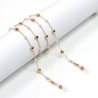 Hot Section Fashion Simple Golden Pearl Peach Heart Glasses Rope Glasses Chain Wholesale Nihaojewelry sku image 1