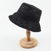 Lace Flower Fisherman Hat Ladies Summer Thin Section Breathable Sun Hat Black Retro Temperament Casual Basin Hat  Wholesale Nihaojewelry sku image 1