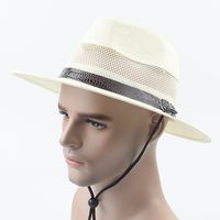 Hat Men's Summer Leisure Sun Hat Middle-aged And Elderly Mesh Breathable Sunscreen Jazz Hat Outdoor Leisure Straw Hat  Wholesale Nihaojewelry sku image 1