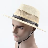 Hat Men's Summer Leisure Sun Hat Middle-aged And Elderly Mesh Breathable Sunscreen Jazz Hat Outdoor Leisure Straw Hat  Wholesale Nihaojewelry sku image 2