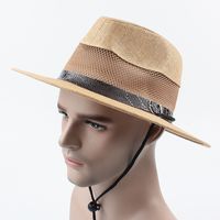 Hat Men's Summer Leisure Sun Hat Middle-aged And Elderly Mesh Breathable Sunscreen Jazz Hat Outdoor Leisure Straw Hat  Wholesale Nihaojewelry sku image 3