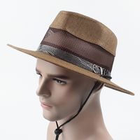 Hat Men's Summer Leisure Sun Hat Middle-aged And Elderly Mesh Breathable Sunscreen Jazz Hat Outdoor Leisure Straw Hat  Wholesale Nihaojewelry sku image 4