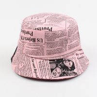 Hat Summer New Korean Printed Letters Newspaper Basin Hat Tide Brand Street Personality Graffiti Fisherman Hat Wholesale Nihaojewelry sku image 3