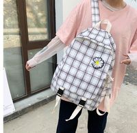 Korean Fashion Daisy Flowers Student Plaid Canvas Shoulder Bag Department Vintage Sense Girl Bag  Wholesale Nihaojewelry main image 4