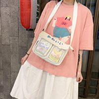 Cute Cartoon Transparent Canvas Bag Korean Chic Student Wild Class Package Wholesale Nihaojewelry main image 6