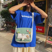Korean Fashion College Style Girl Hit The Color Canvas Bag Class Bag Cute Student Wild Casual Shoulder Bag  Wholesale Nihaojewelry sku image 2