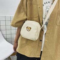 Korean Fashion Vintage Sense Cute Cartoon Bear Canvas Shoulder Bag Japanese Harajuku Student Mobile Phone Crossbody Bag  Wholesale Nihaojewelry sku image 1