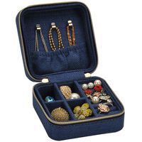 Bucks Embroidery Small Jewelry Box Removable Hemp Material Compact Stud Earrings Storage Box Wholesale Nihaojewelry main image 3