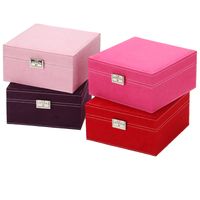 New Velvet Jewelry Box Small Square Double Velvet Storage Box Jewelry Box Storage Box  Wholesale Nihaojewelry main image 6