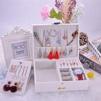 Korean Fashion Princess Storage Box Earrings Box Solid Color Double-layer Jewelry Box Women Jewelry Storage Box Wholesale Nihaojewelry main image 6