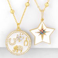 Exaggerated Necklace Yiwu Nihaojewelry Wholesale Fashion Round Five-pointed Star Necklace Necklace Starry Diamond Necklace main image 1
