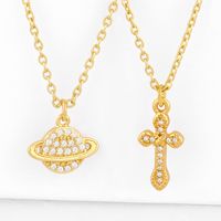 Cruz Collar Coreano Planeta Diamante Colgante Collar Yiwu Nihaojewelry Nuevos Accesorios Al Por Mayor main image 1