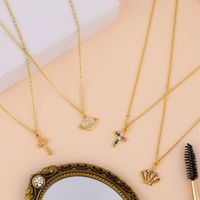 Cruz Collar Coreano Planeta Diamante Colgante Collar Yiwu Nihaojewelry Nuevos Accesorios Al Por Mayor main image 6