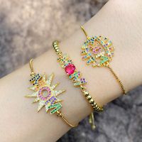 Multicolor Jewelry Fashion Alphabet Mom Bracelet Diamond Adjustable Adjustable Pull Bracelet Wholesale main image 3