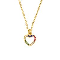 Love Heart Peach Heart Necklace Han Wei Inlaid Color Zircon Lightning Necklace New Accessories sku image 2
