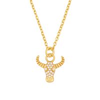 Fashion Diamond-set Ox Head Necklace Yiwu Nihaojewelry Wholesale Love Pendant Clavicle Chain sku image 1