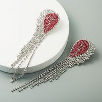 Fashion Heart-shaped Design Alloy Claw Chain Earrings Yiwu Nihaojewelry Wholesale Diamond Long Tassel Earrings Luxury Earrings sku image 1
