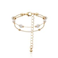 Fashion Jewelry Wholesale Nihaojewelry Creative Mix And Match Zircon Double-layer Simple Footwear Geometric Cold Wind Beads Micro Inlay Anklet main image 6