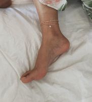 Fashion Jewelry Wholesale Simple Double Claw Chain Diamond Beach Feet Zircon Tassel Pendant Anklet main image 3