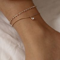 Fashion Jewelry Wholesale Simple Double Claw Chain Diamond Beach Feet Zircon Tassel Pendant Anklet main image 4