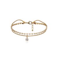 Fashion Jewelry Wholesale Simple Double Claw Chain Diamond Beach Feet Zircon Tassel Pendant Anklet main image 6