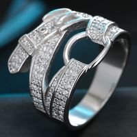 Korean Copper Inlaid Zirconium Ring Nihaojewelry Wholesale Fashion Sweet Belt-shaped Ring sku image 1
