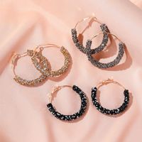Retro Exaggerated Crystal C-shaped Earrings Yiwu Nihaojewelry Wholesale Simple Circle Hoop Earrings main image 3
