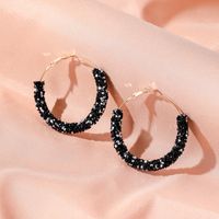 Retro Exaggerated Crystal C-shaped Earrings Yiwu Nihaojewelry Wholesale Simple Circle Hoop Earrings main image 4