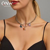 Summer New Fashion Color Butterfly Necklace Thick Chain Clavicle Chain Nihaojewelry Wholesale main image 1