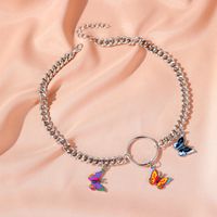 Summer New Fashion Color Butterfly Necklace Thick Chain Clavicle Chain Nihaojewelry Wholesale main image 3