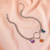 Summer New Fashion Color Butterfly Necklace Thick Chain Clavicle Chain Nihaojewelry Wholesale main image 4