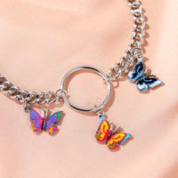 Summer New Fashion Color Butterfly Necklace Thick Chain Clavicle Chain Nihaojewelry Wholesale main image 5