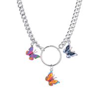 Summer New Fashion Color Butterfly Necklace Thick Chain Clavicle Chain Nihaojewelry Wholesale main image 6