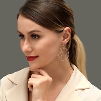 New Exaggerated Map Earrings Creative Design World Map Earrings Simple Round Hollow Earrings main image 1
