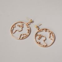 New Exaggerated Map Earrings Creative Design World Map Earrings Simple Round Hollow Earrings main image 4