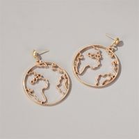 New Exaggerated Map Earrings Creative Design World Map Earrings Simple Round Hollow Earrings main image 5
