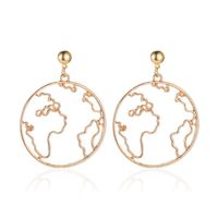 New Exaggerated Map Earrings Creative Design World Map Earrings Simple Round Hollow Earrings main image 6