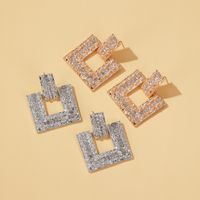 The New Geometric Diamond Square Earrings Exaggerated Flash Diamond Twist Earrings Elegant Long Earrings main image 1