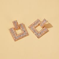 The New Geometric Diamond Square Earrings Exaggerated Flash Diamond Twist Earrings Elegant Long Earrings main image 4