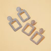 الأزياء المبالغة الأقراط فلاش الماس هندسية مربع الأقراط الرجعية الماس أقراط للنساء Nihaojewelry بالجملة main image 5