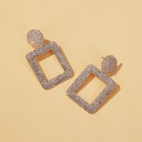 Fashion Exaggerated Earrings Flash Diamond Geometric Square Earrings Retro Diamond Earrings For Women Nihaojewelry Wholesale main image 3