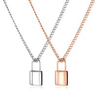 New Retro Long Paragraph Wild Lock Pendant Necklace Geometric Creative Clavicle Chain Nihaojewelry Wholesale main image 1