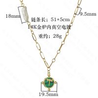 Spécial-intérêt Conception À La Mode Marque Élégant 14k Or Émeraude Libellule Collier Titane Acier Épais Chaîne Perle Collier main image 3