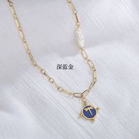 Spécial-intérêt Conception À La Mode Marque Élégant 14k Or Émeraude Libellule Collier Titane Acier Épais Chaîne Perle Collier main image 5